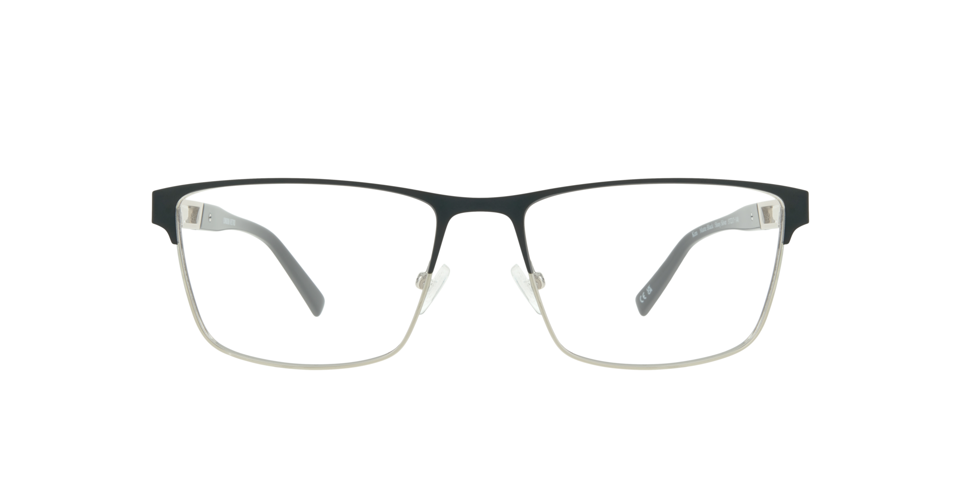 Ken Matte Black & Shiny Silver MetalEyeglass Frames for Glasses Direct, Front View