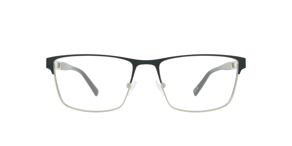Matte Black/Shiny Silver rectangle Metal eyeglasses Online - Full Rim - Ken