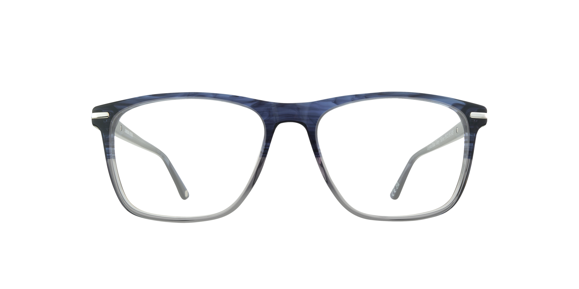 Leyton Blue & Grey & Silver AcetateEyeglass Frames for Glasses Direct, Front View