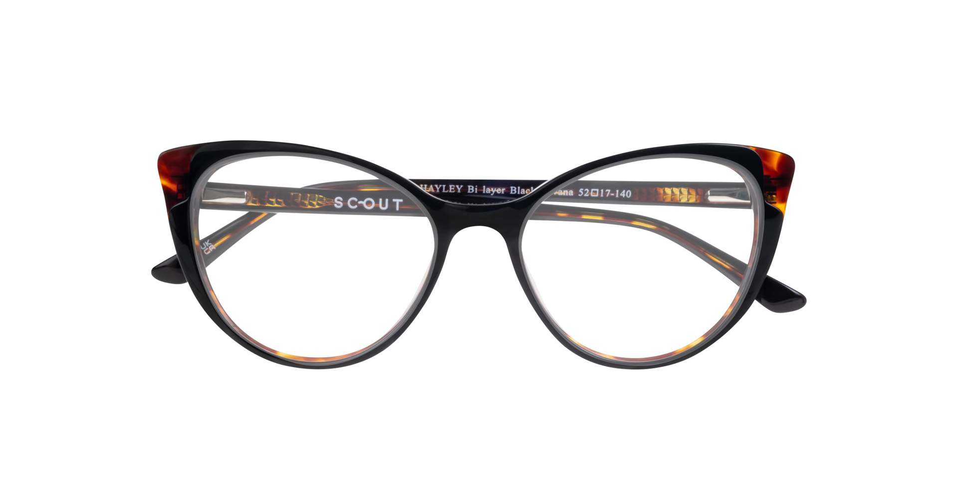 Hayley Bi Layer Black & Havana AcetateEyeglass Frames for Glasses Direct, Closed View