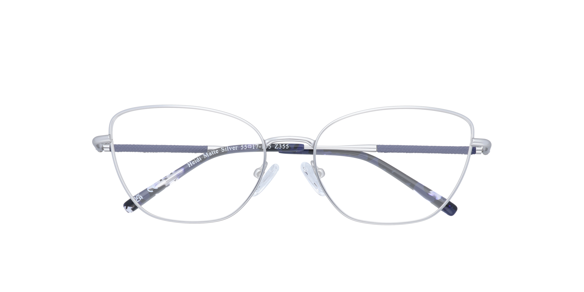 Heidi Matte Silver MetalEyeglass Frames for Glasses Direct, Closed View