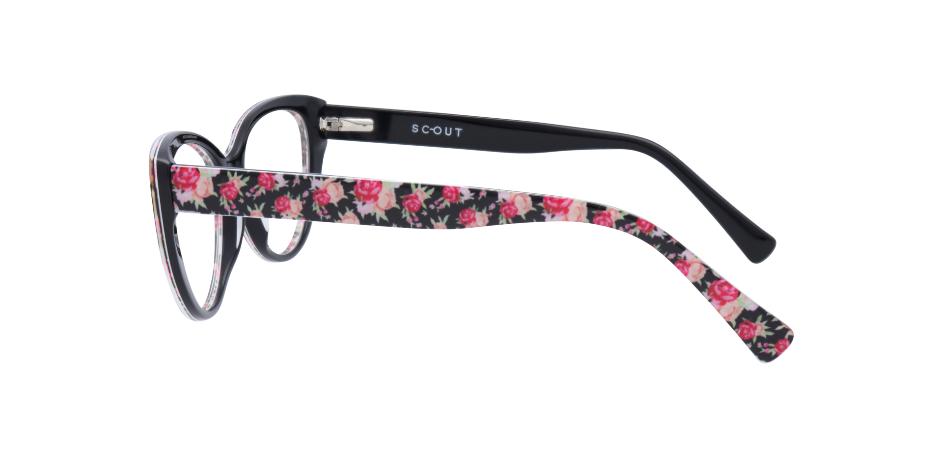 Frida Shiny Black Flower AcetateEyeglass Frames for Glasses Direct, Side View