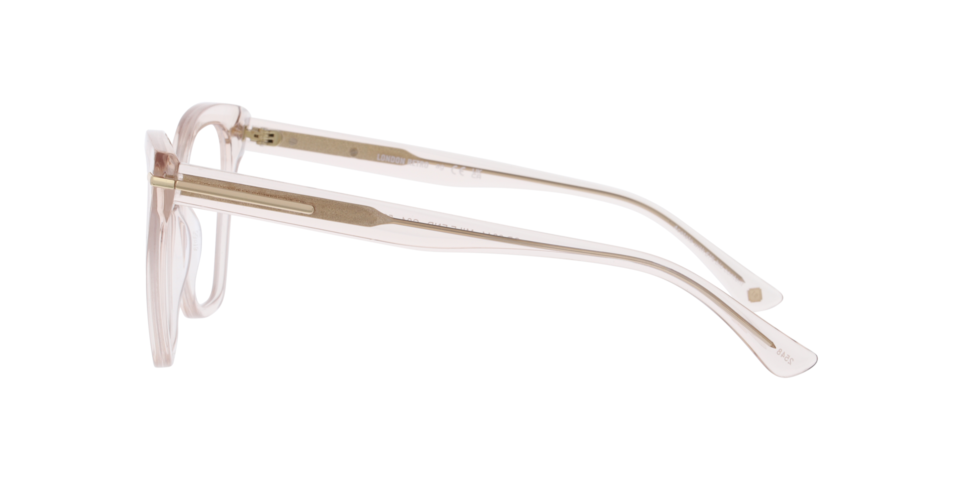 Mile End Transparent Champagne AcetateEyeglass Frames for Glasses Direct, Side View