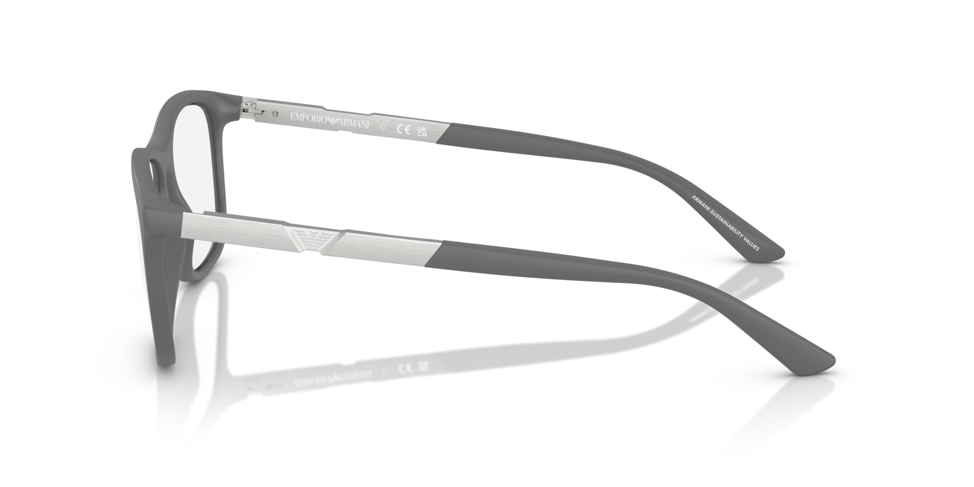 EA3247 Matte Grey PlasticEyeglass Frames for Glasses Direct, Side View