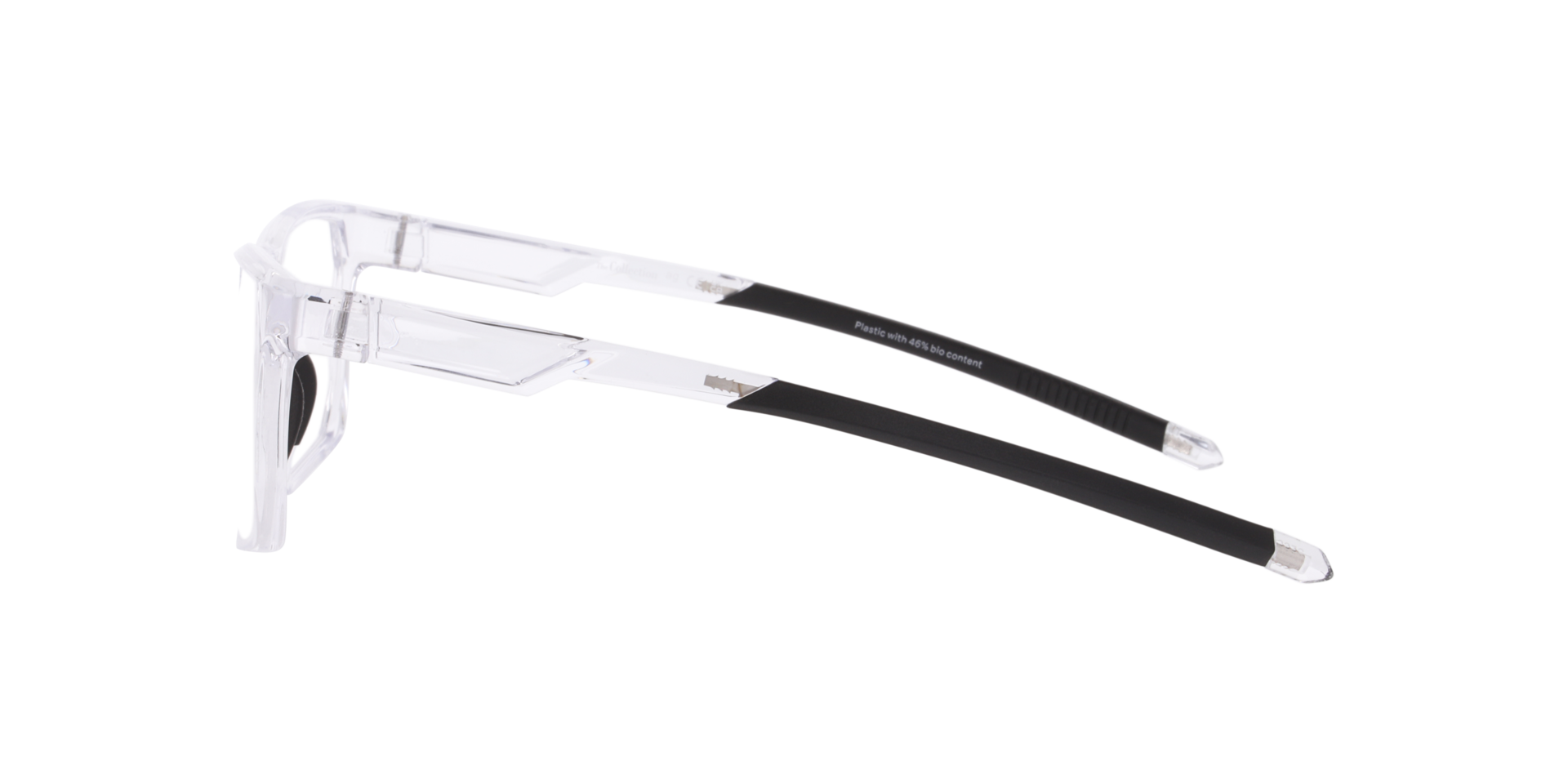 Nicolas Black & Transparent Clear PlasticSunglass Frames for Glasses Direct, Side View