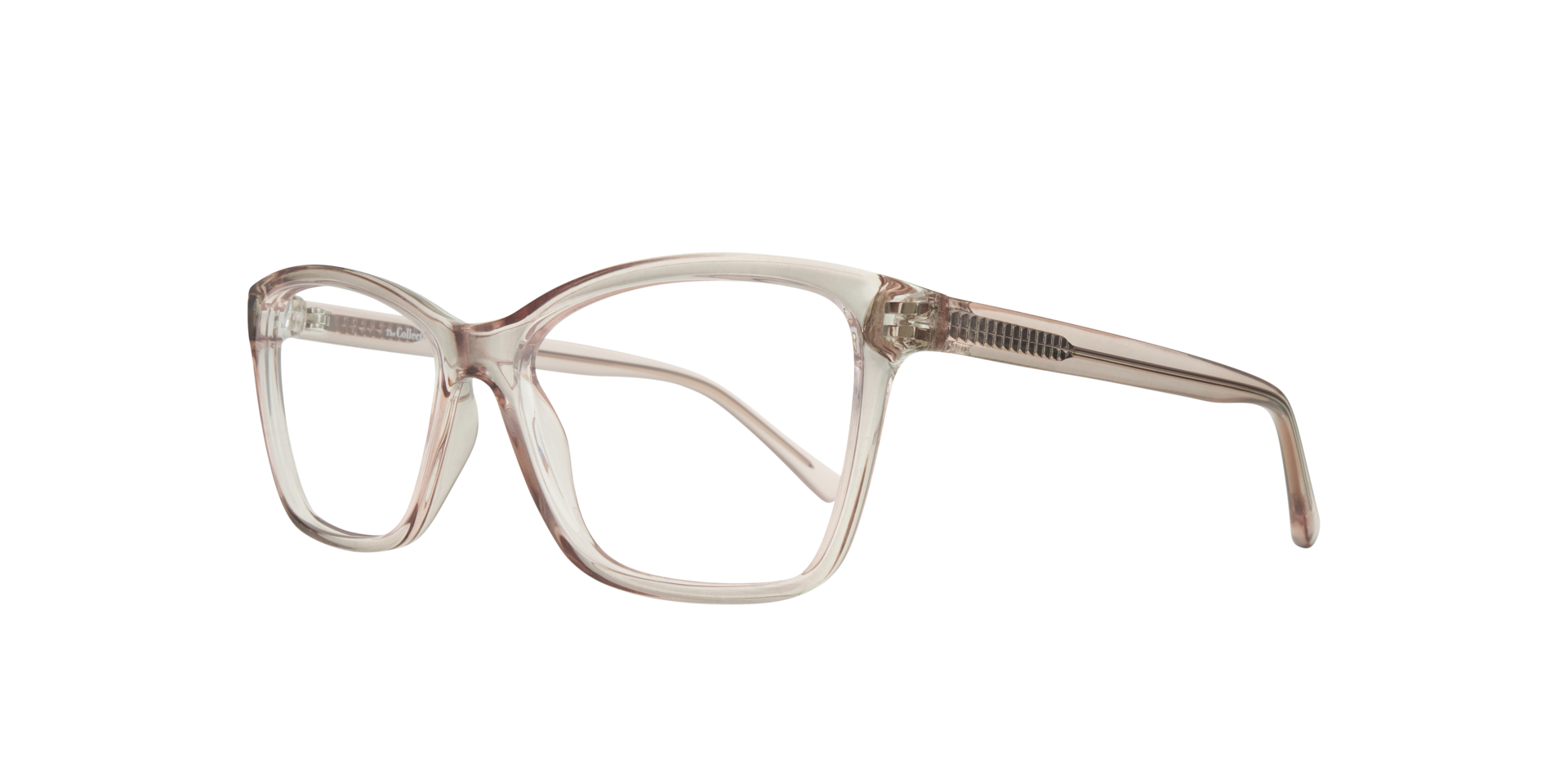 Kara Crystal Light Pink PlasticEyeglass Frames for Glasses Direct, Angle View