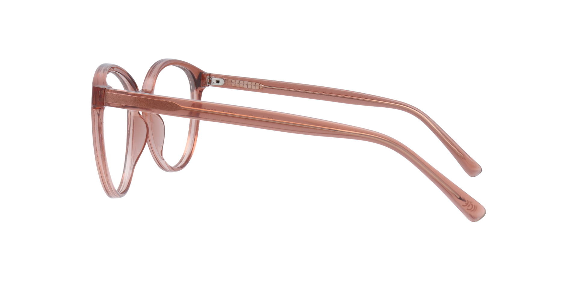 Claire Crystal Pink PlasticEyeglass Frames for Glasses Direct, Side View
