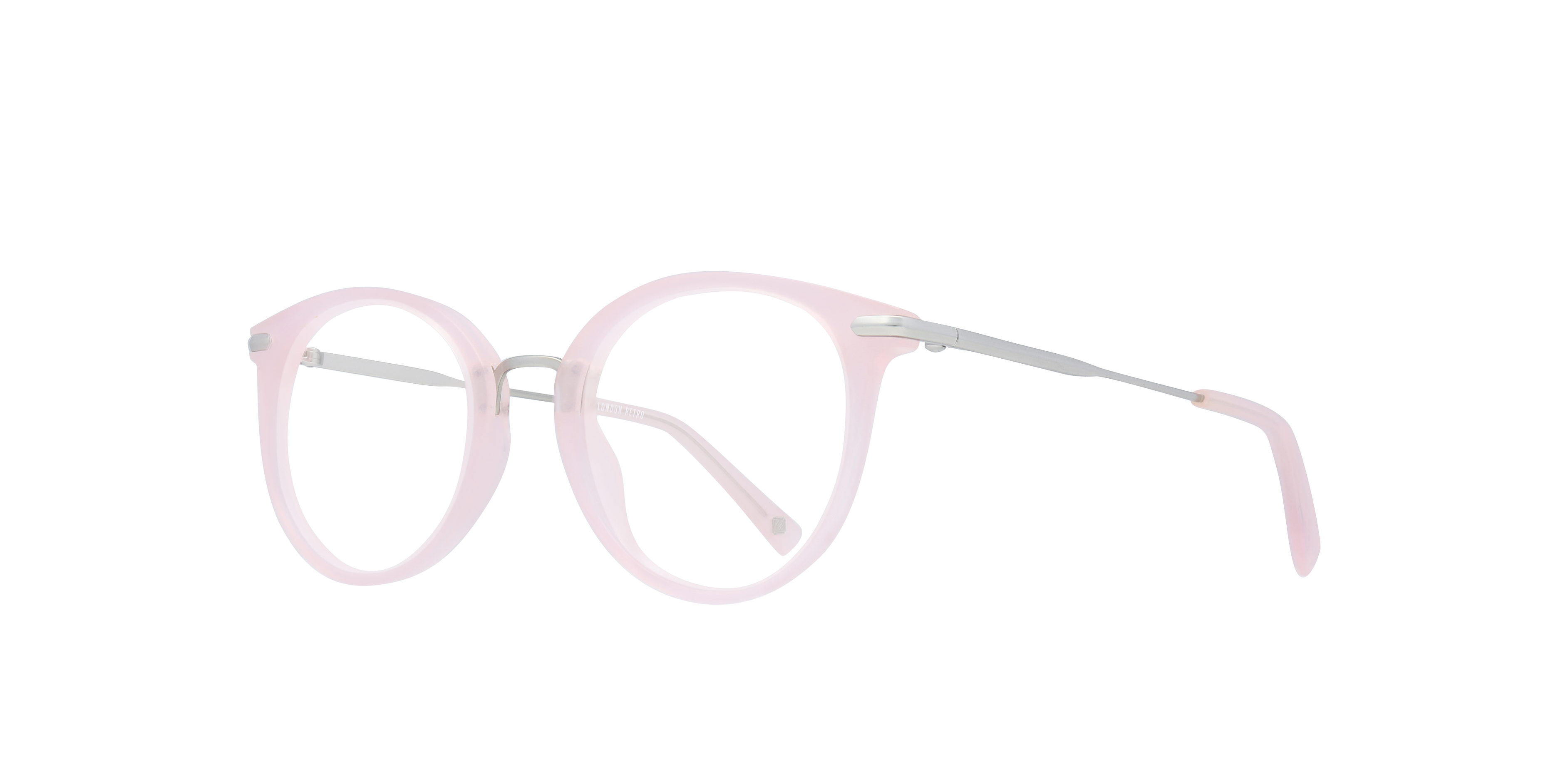 Bow Light Pink & Matte Silver AcetateEyeglass Frames for Glasses Direct, Angle View