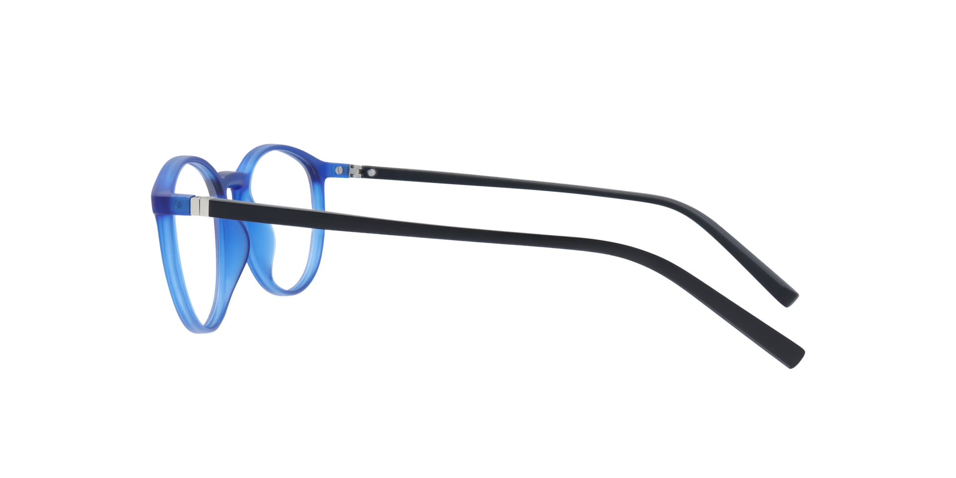 Boston Matte Crystal Blue PlasticEyeglass Frames for Glasses Direct, Side View