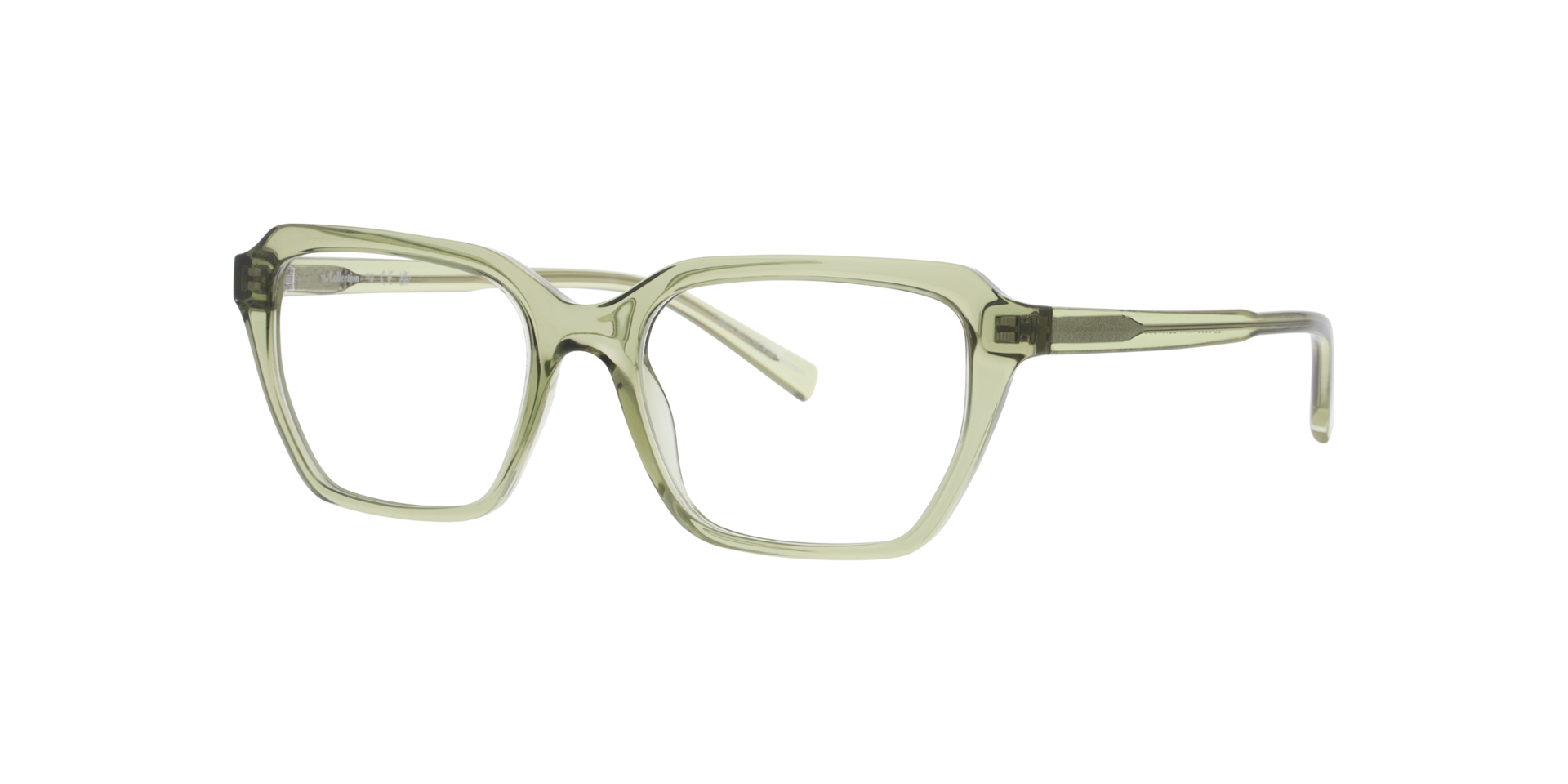 Matilda Transparent Green PlasticEyeglass Frames for Glasses Direct, Angle View