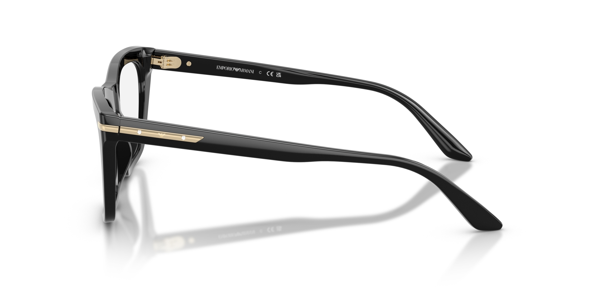 EA3283BU Shiny Black AcetateEyeglass Frames for Glasses Direct, Side View