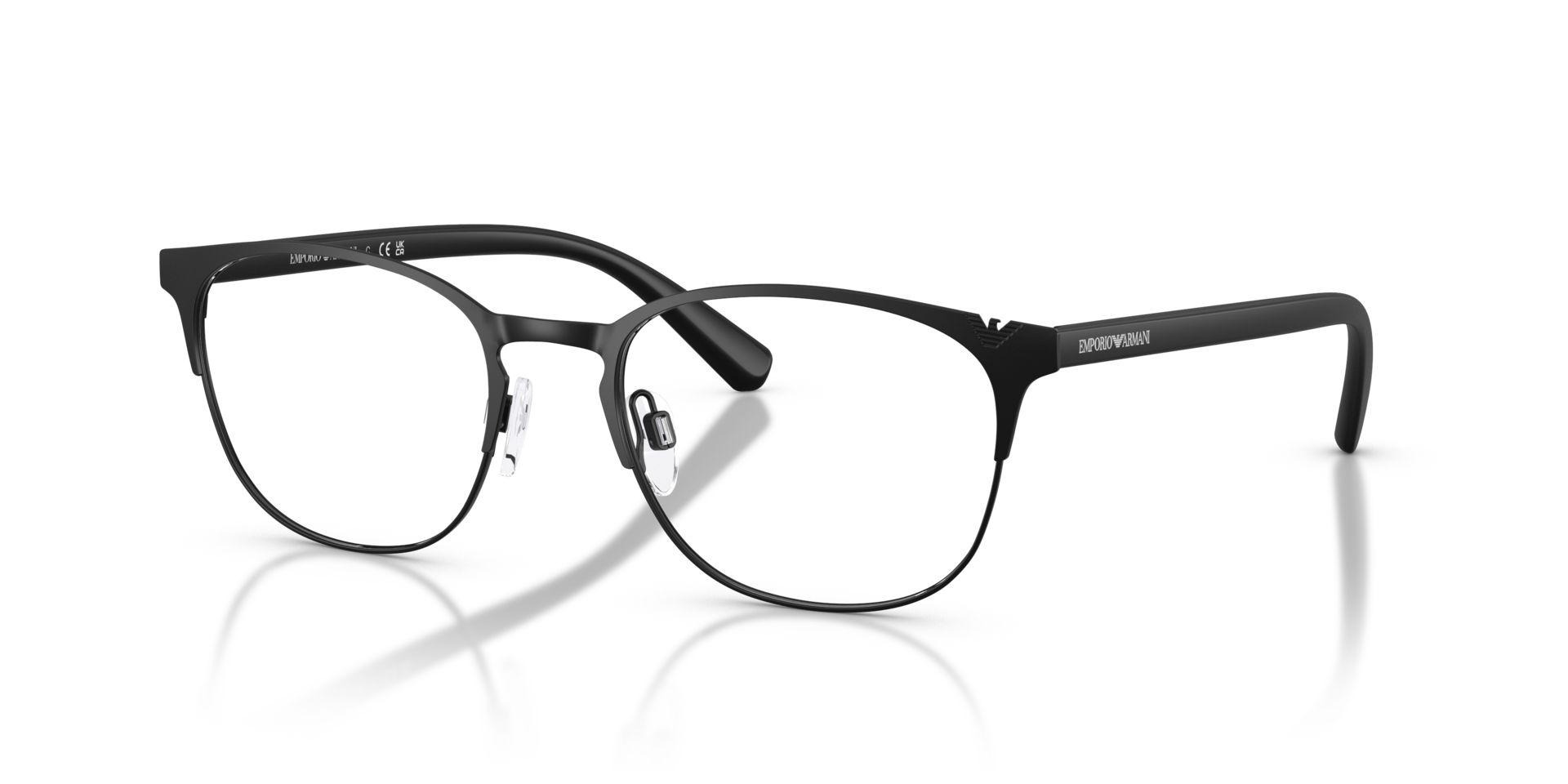 EA1059 Matte Black MetalEyeglass Frames for Glasses Direct, Angle View
