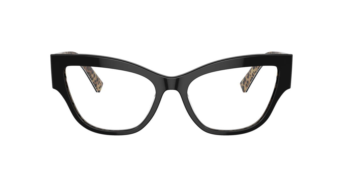 Dolce&Gabbana Women's Black On Leo Brown Cat-Eye Acetate Eyeglasses Online - Full Rim - Dg3378