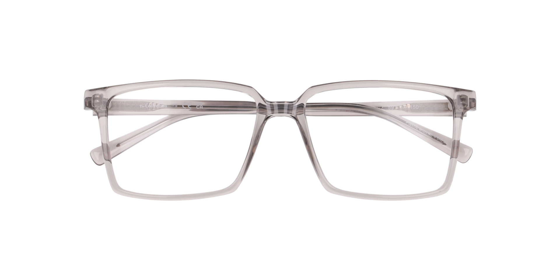 Nori Transparent Grey PlasticEyeglass Frames for Glasses Direct, Closed View