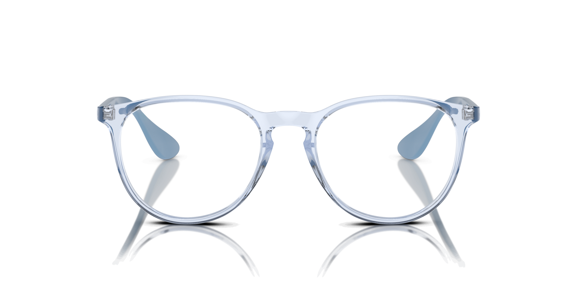 Erika Optics Transparent Light Blue PlasticEyeglass Frames for Glasses Direct, Front View