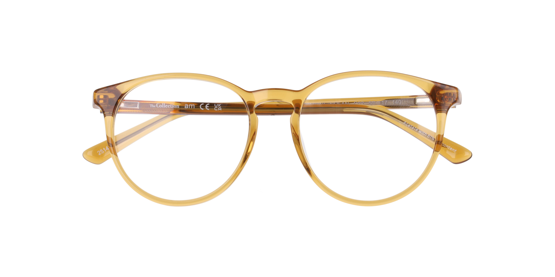Nolan Transparent Light Brown AcetateEyeglass Frames for Glasses Direct, Closed View