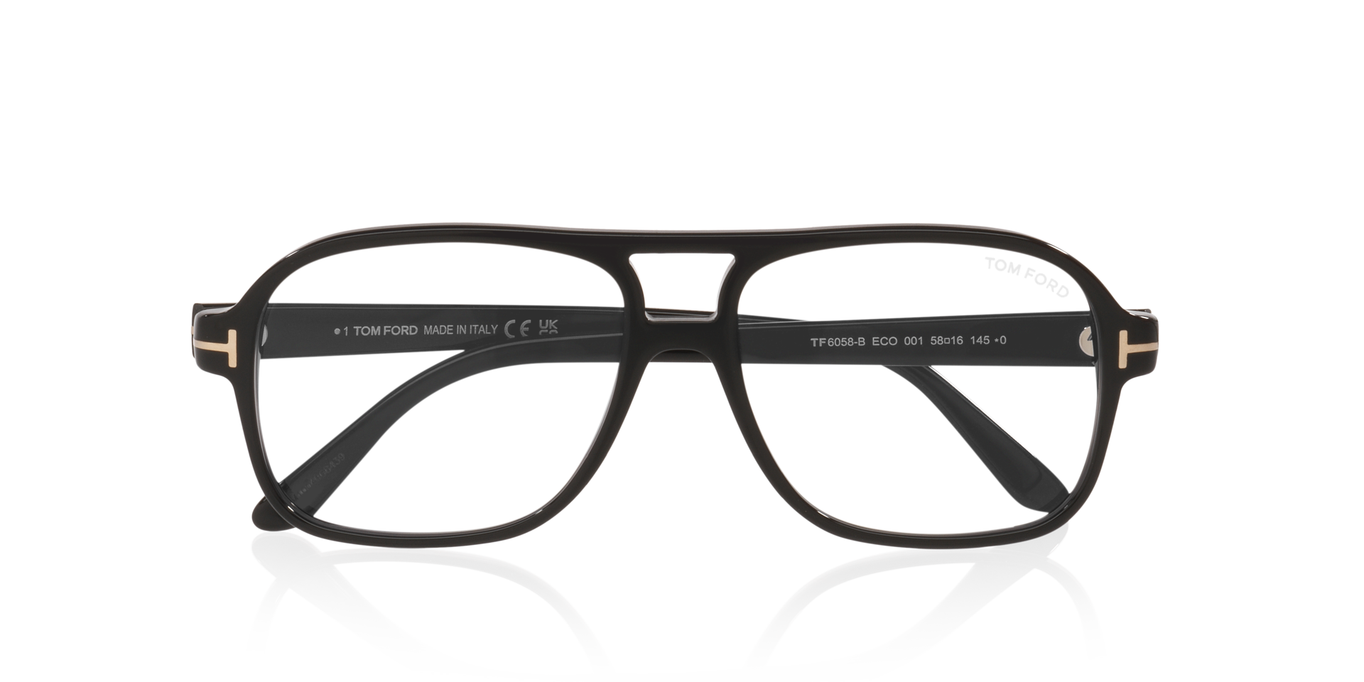 FT6058-B Black Shiny AcetateEyeglass Frames for Glasses Direct, Closed View
