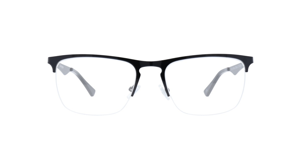 Harrington Men's Shiny Black Rectangle Metal Eyeglasses Online - Semi Rim - Joe1