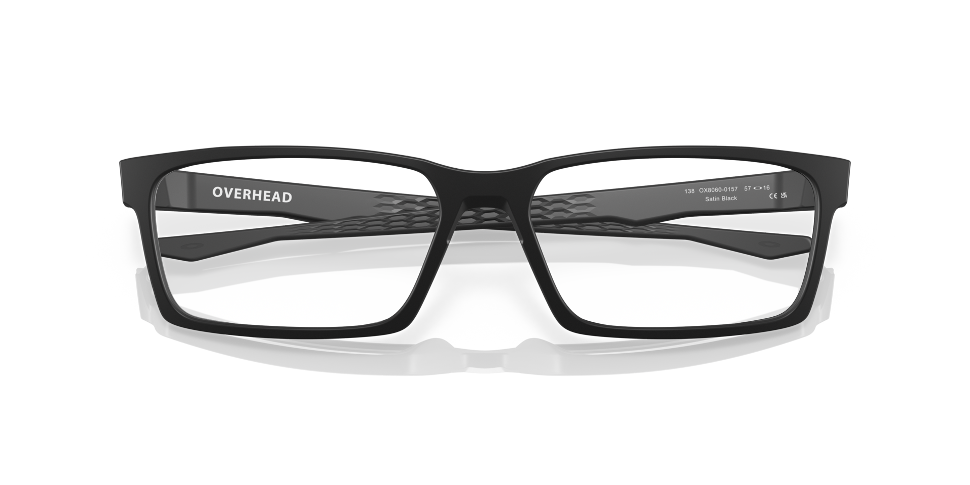 Overhead Satin Black PlasticEyeglass Frames for Glasses Direct, Closed View