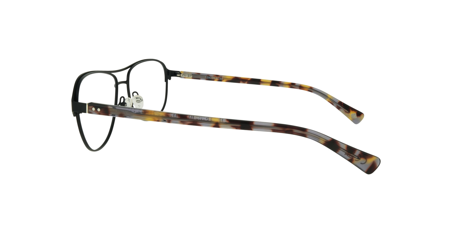 Redford Satin Black & Havana MetalEyeglass Frames for Glasses Direct, Side View