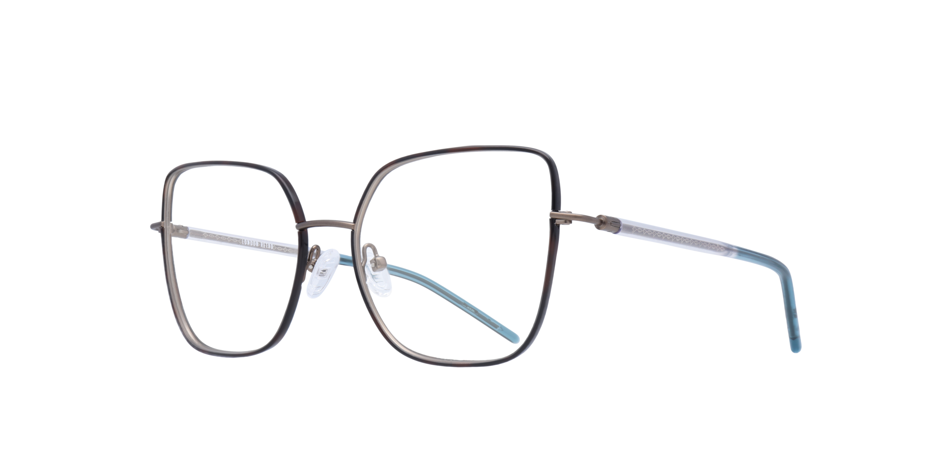 Golders Matte Bronze & Havana MetalEyeglass Frames for Glasses Direct, Angle View