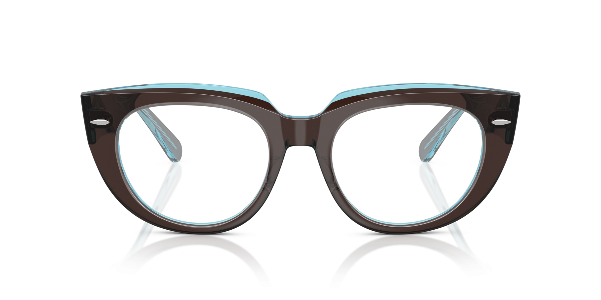 Doreen Optics Brown On Transparent Blue AcetateEyeglass Frames for Glasses Direct, Front View