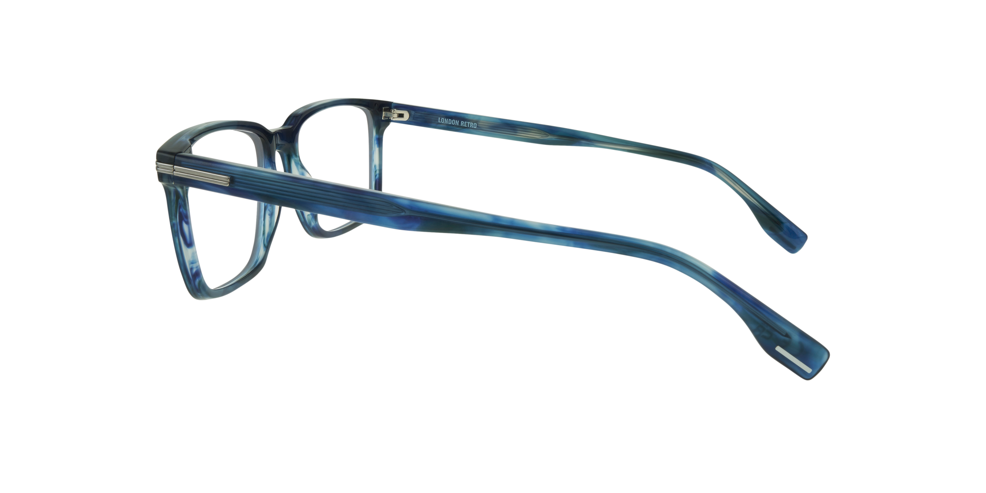 Leith Blue & Gunmetal AcetateEyeglass Frames for Glasses Direct, Side View