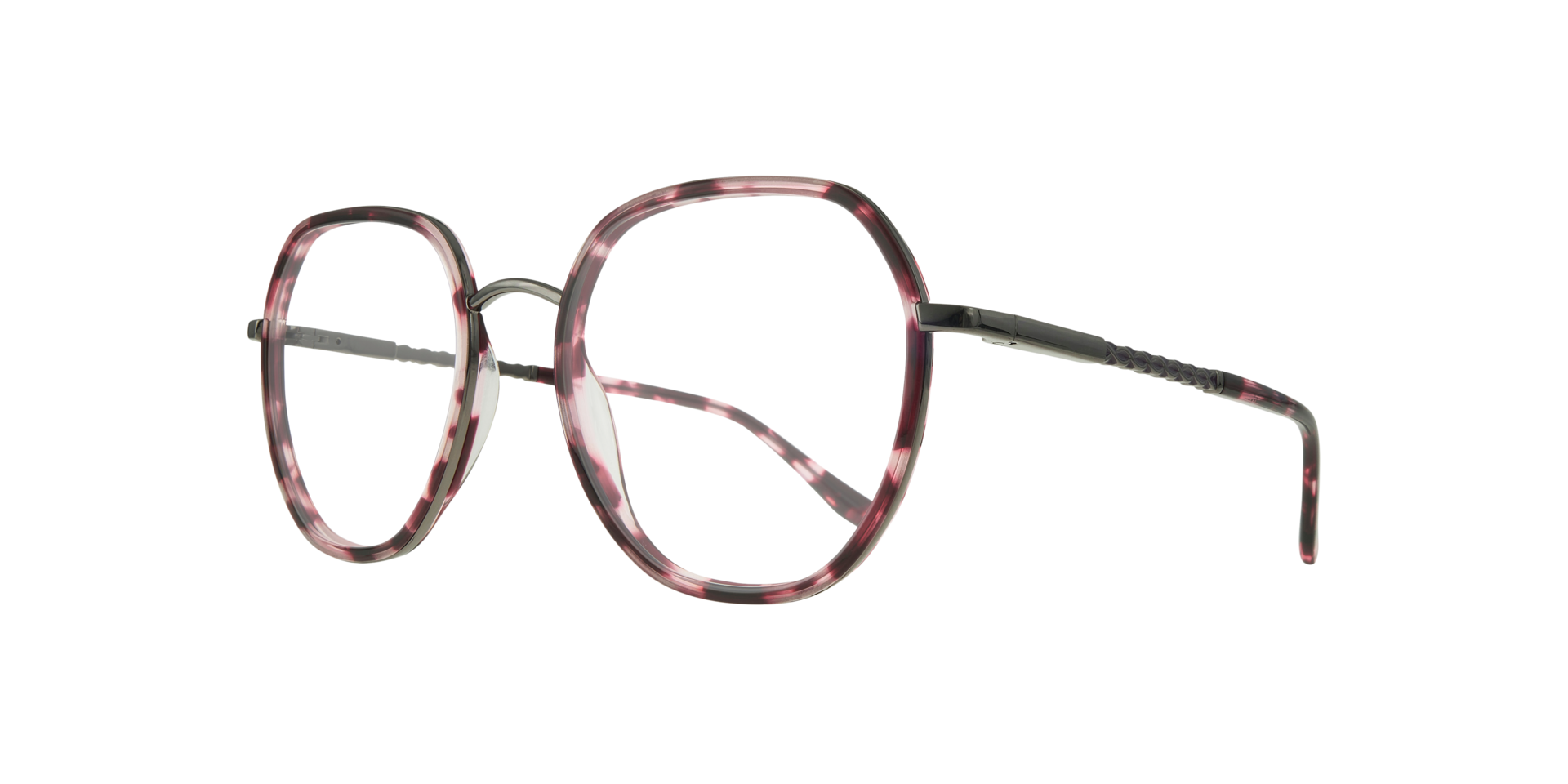 Lina Purple & Gunmetal MetalEyeglass Frames for Glasses Direct, Angle View