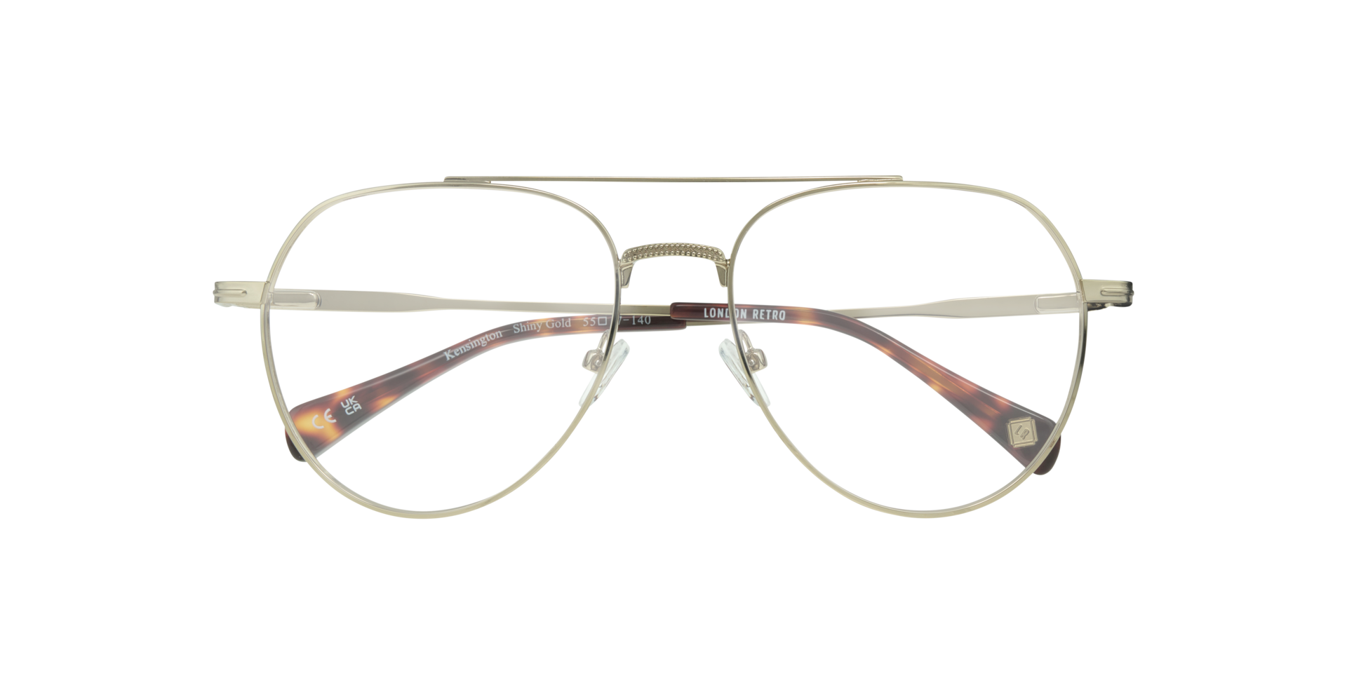 Kensington Shiny Gold MetalEyeglass Frames for Glasses Direct, Closed View