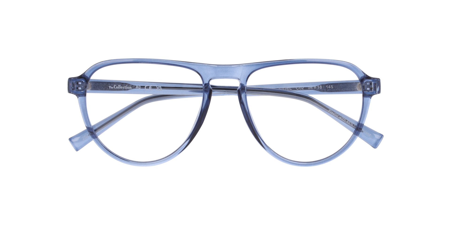 Nigel Transparent Dark Blue PlasticEyeglass Frames for Glasses Direct, Closed View