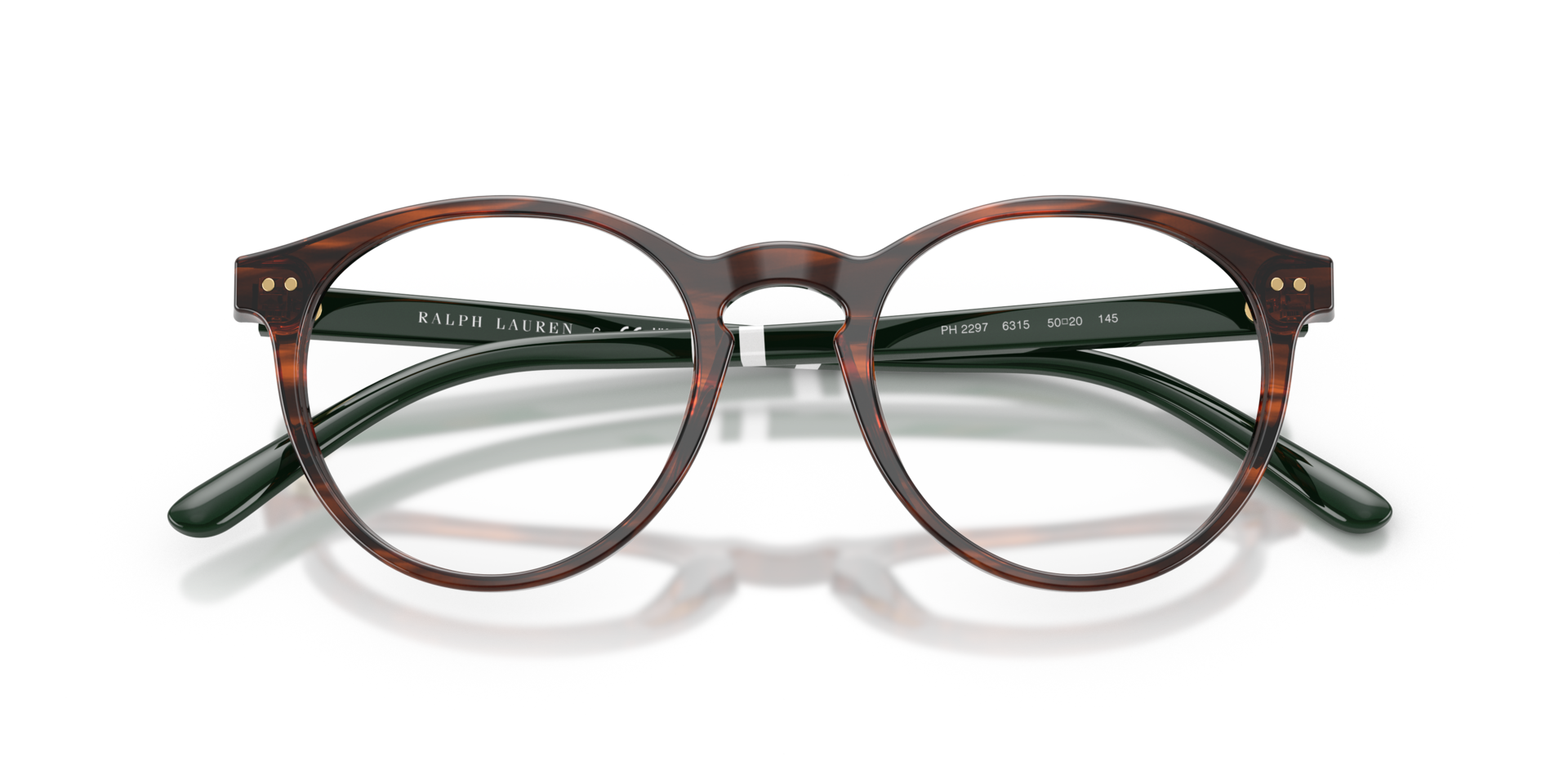 PH2297 Shiny Striped Brown AcetateEyeglass Frames for Glasses Direct, Closed View