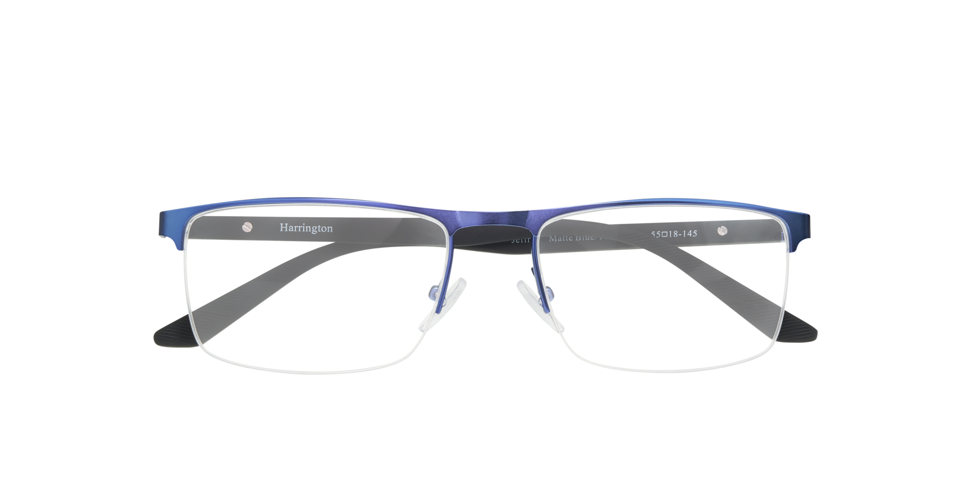 Jeffrey Matte Blue & Twill Grey MetalEyeglass Frames for Glasses Direct, Closed View