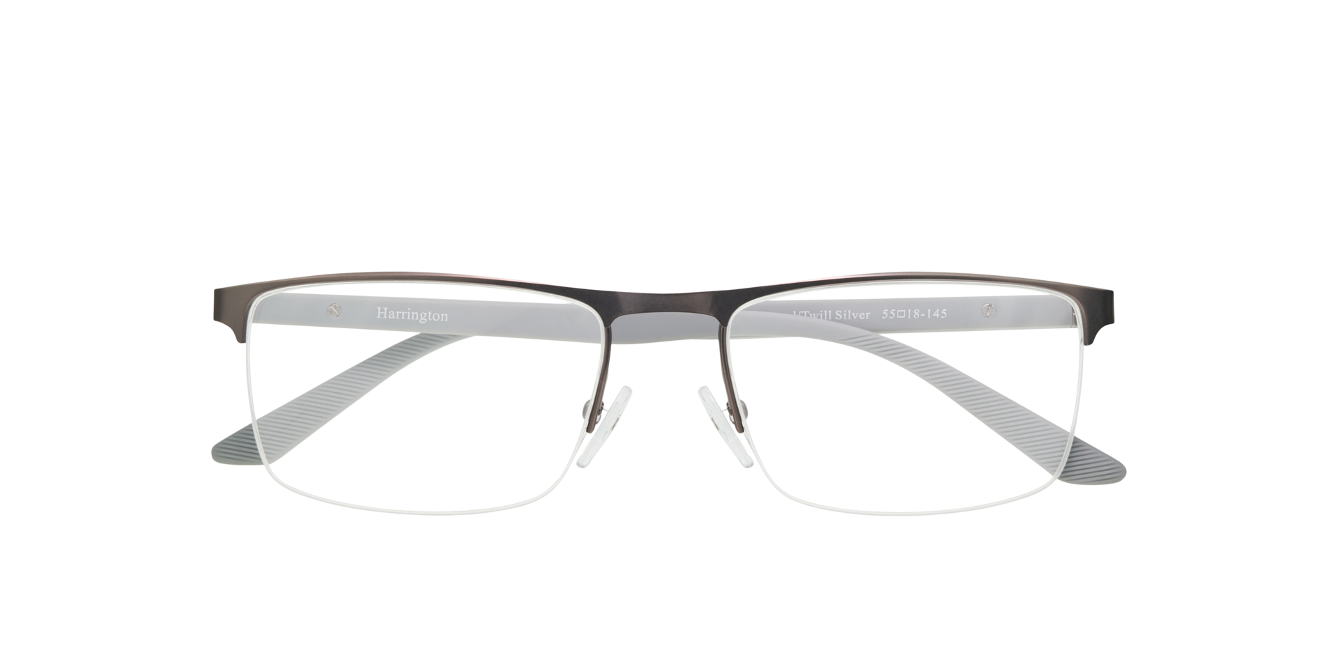 Jeffrey Matte Gunmetal & Twill Silver MetalEyeglass Frames for Glasses Direct, Closed View