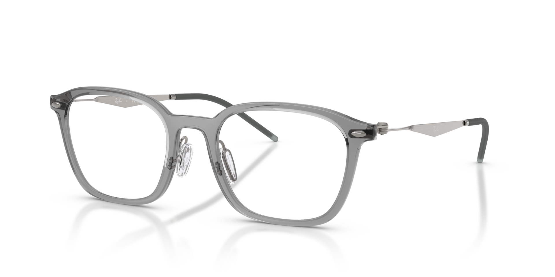 RB7555 Transparent Grey PlasticEyeglass Frames for Glasses Direct, Angle View