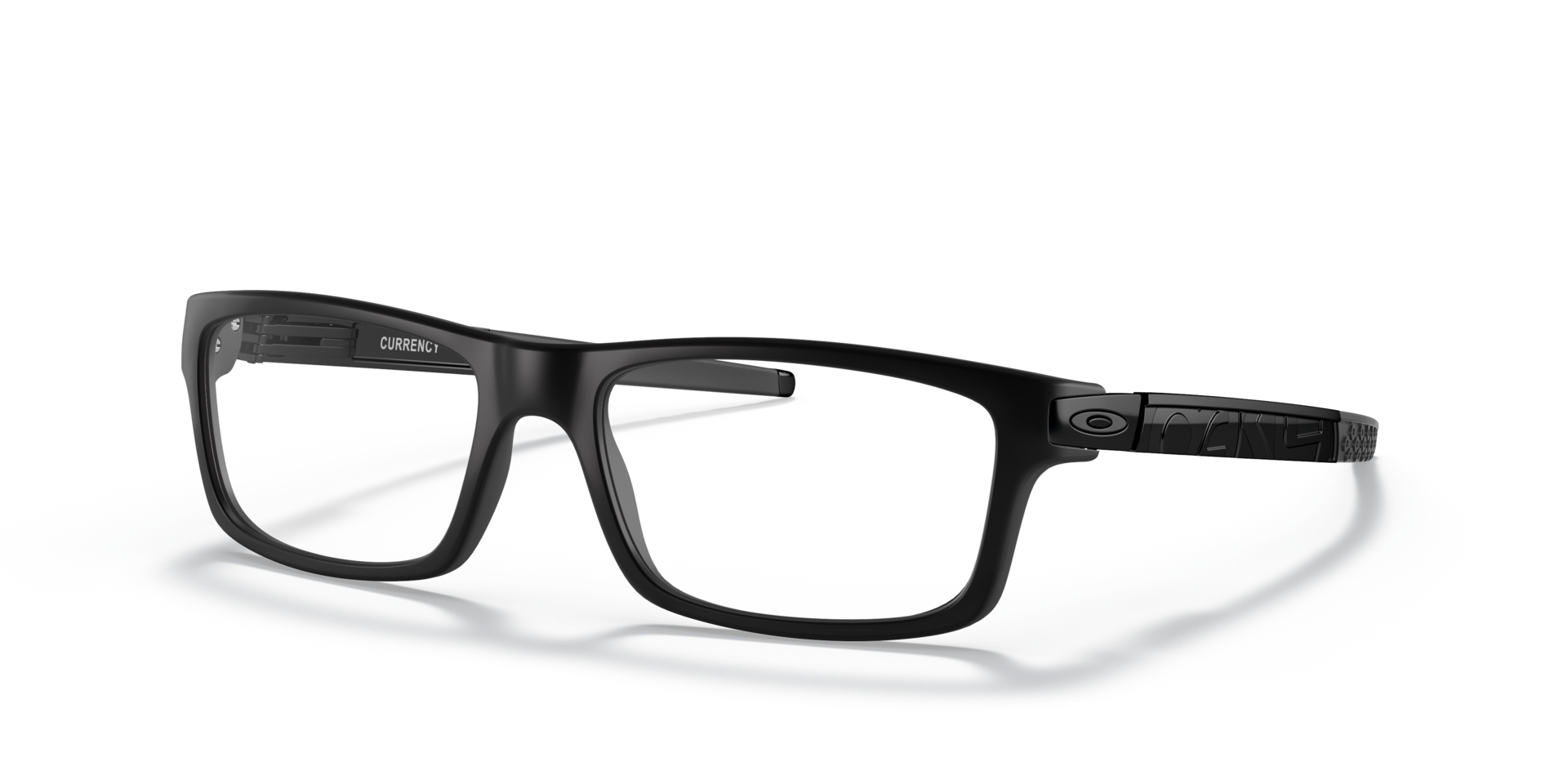 Currency™ Satin Black PlasticEyeglass Frames for Glasses Direct, Angle View