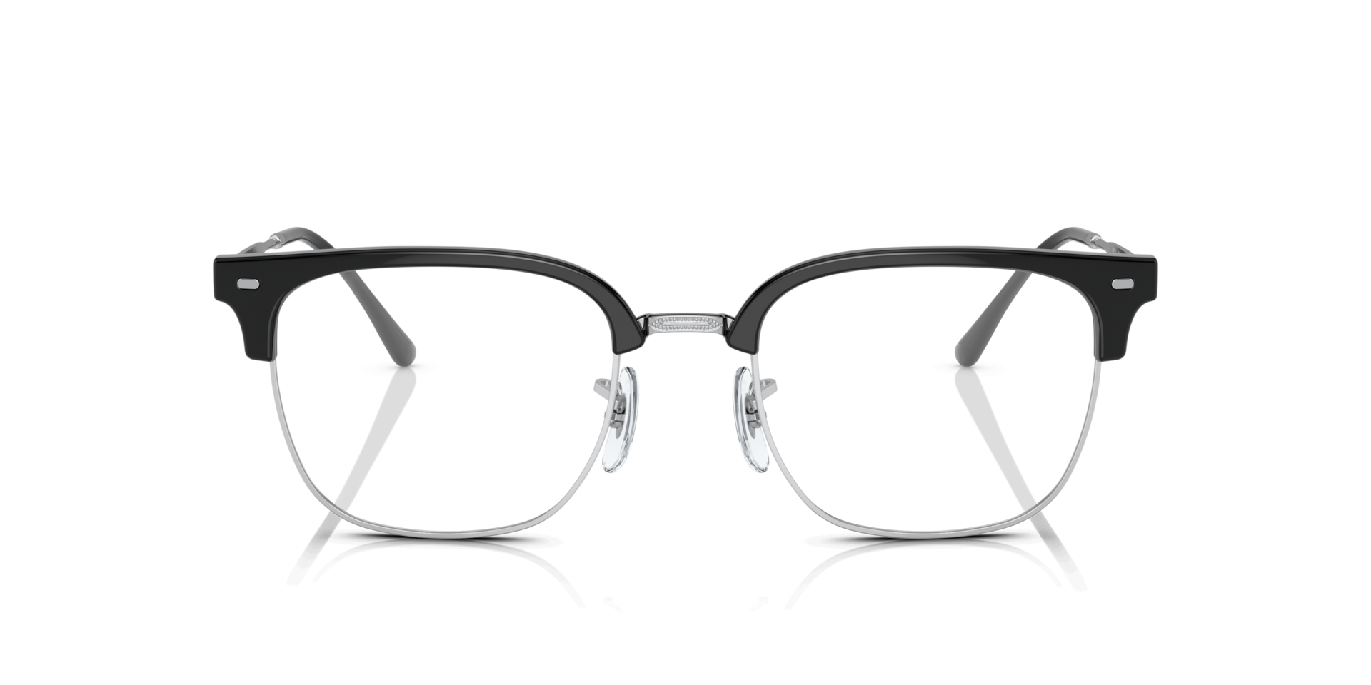New Clubmaster Optics Black On Silver PlasticEyeglass Frames for Glasses Direct, Front View