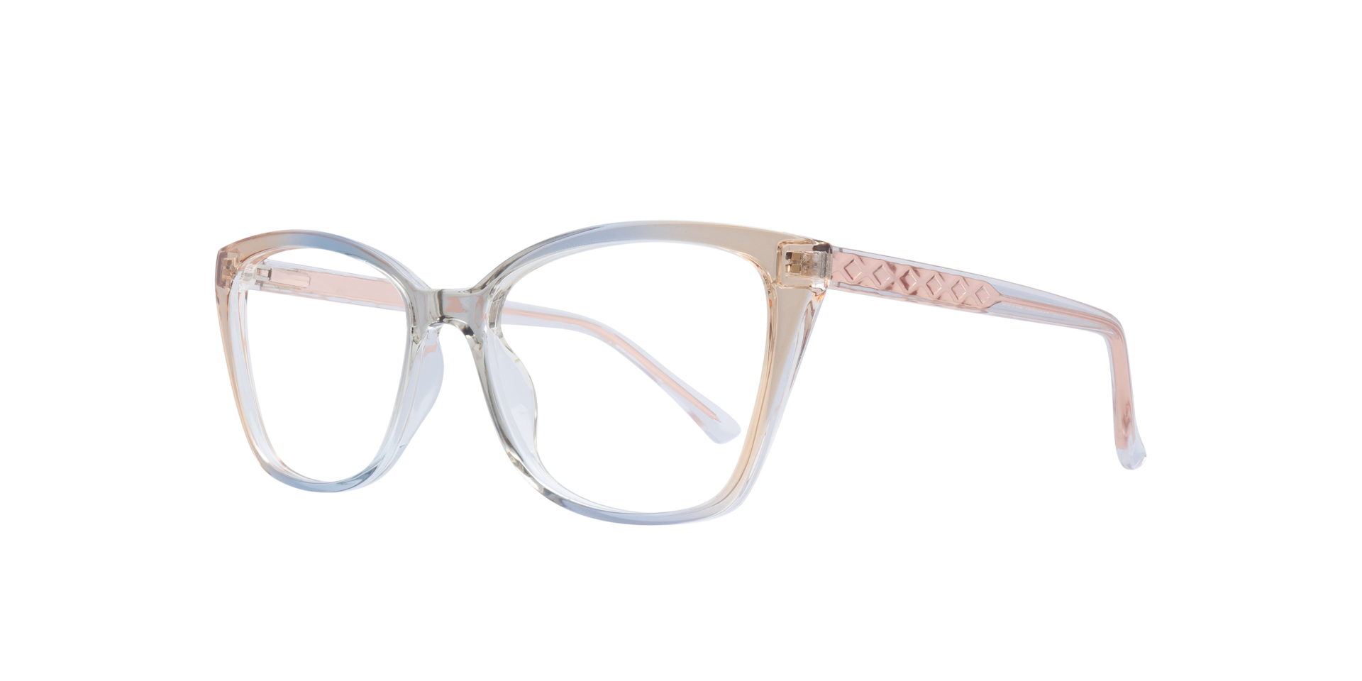 Holden Gradient Brown Grey PlasticEyeglass Frames for Glasses Direct, Angle View