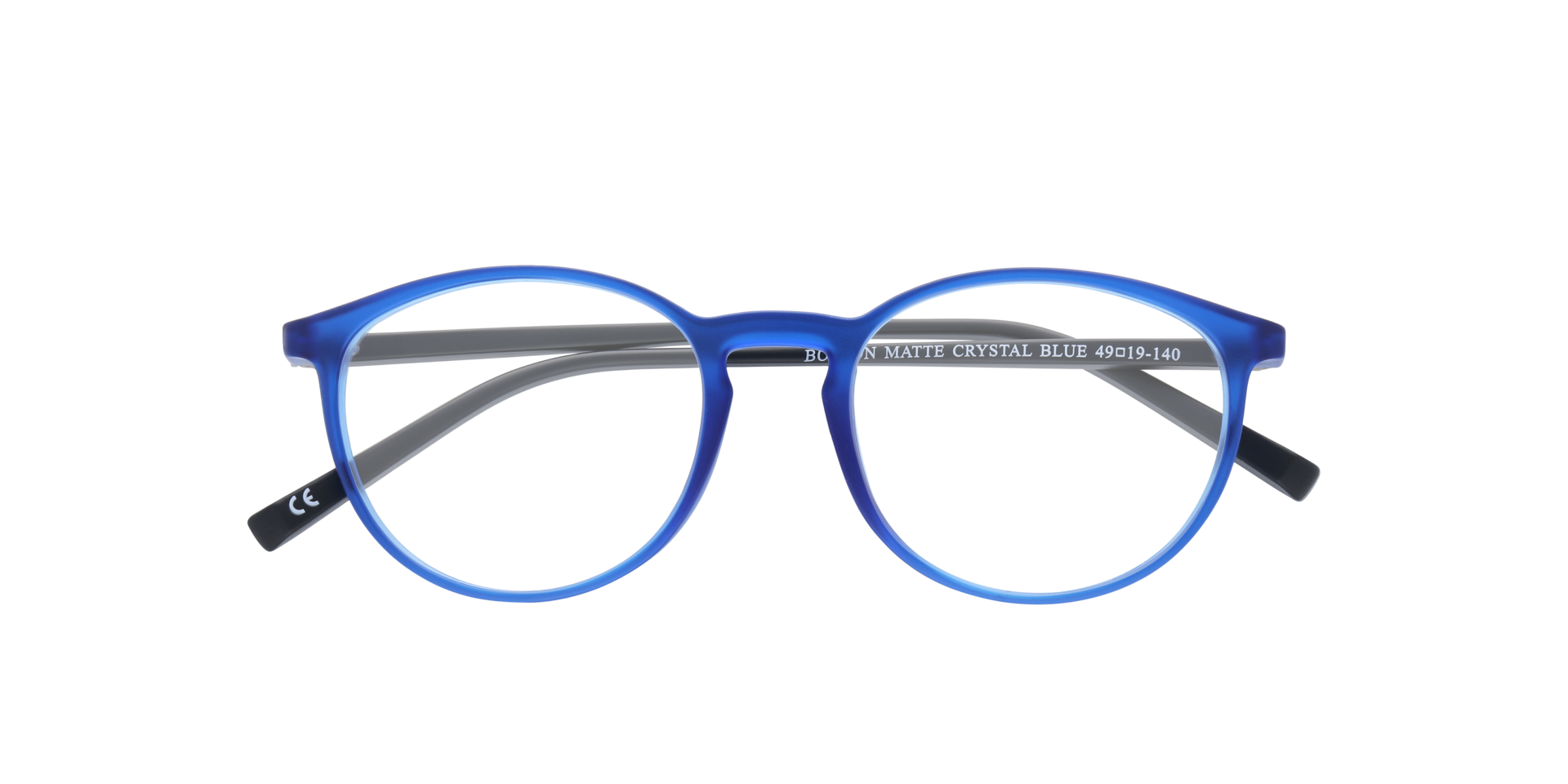Boston Matte Crystal Blue PlasticEyeglass Frames for Glasses Direct, Closed View