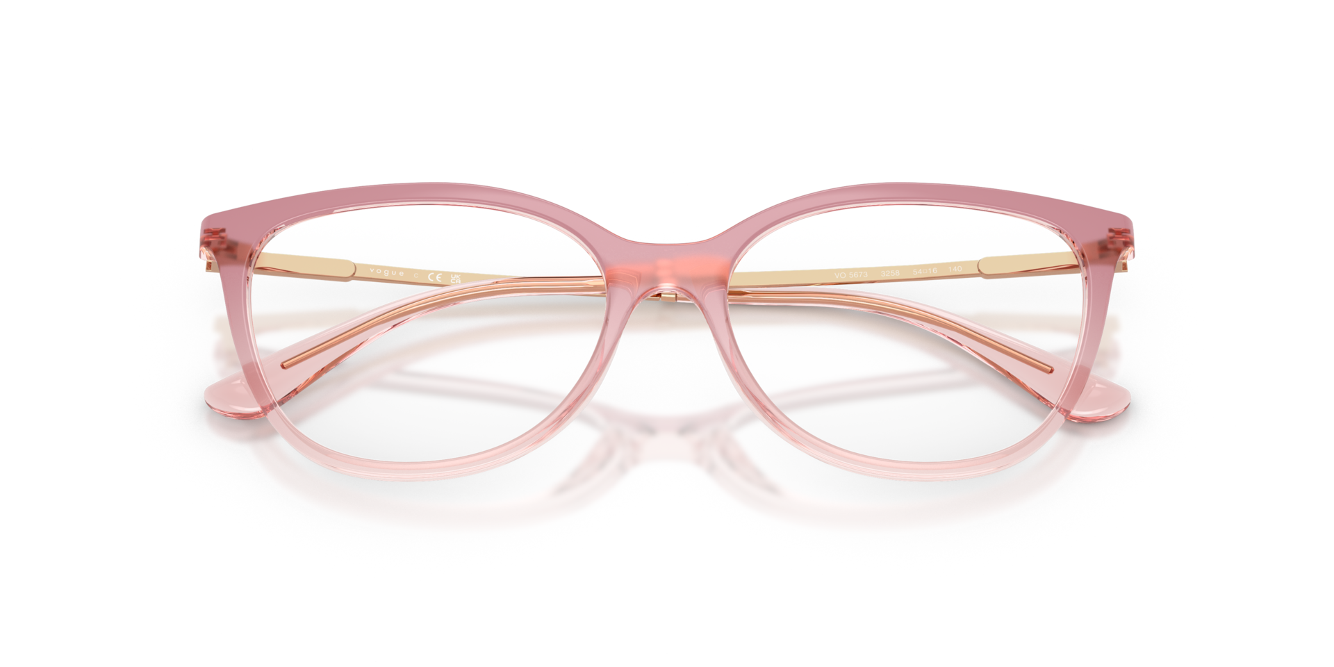 VO5673 Gradient Pink & Transparent Pink PlasticEyeglass Frames for Glasses Direct, Closed View