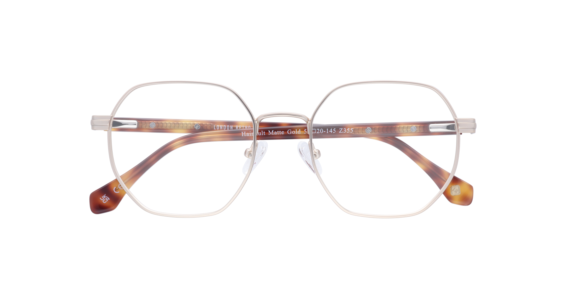 Hainault Matte Gold MetalSunglass Frames for Glasses Direct, Closed View