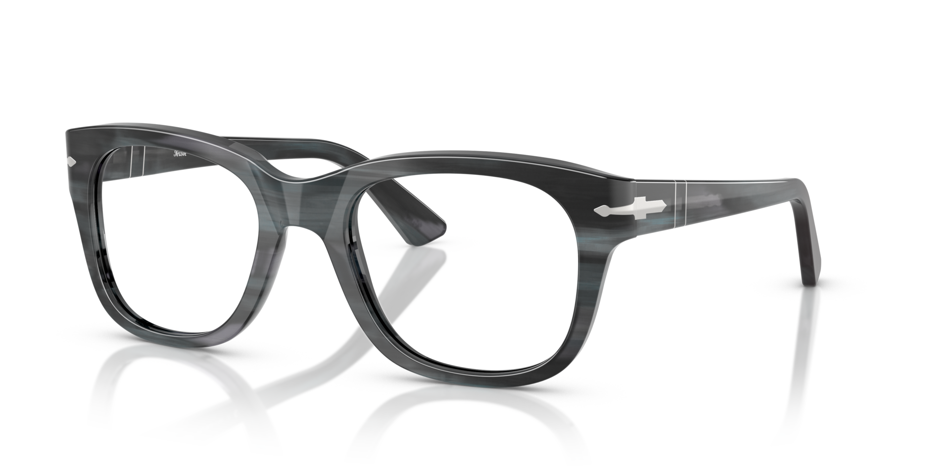 PO3372V Striped Grey AcetateEyeglass Frames for Glasses Direct, Angle View
