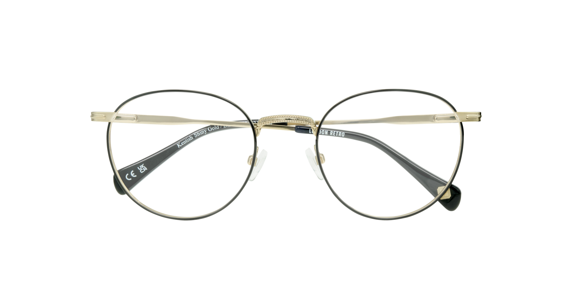 Kentish Shiny Gold & Black MetalEyeglass Frames for Glasses Direct, Closed View