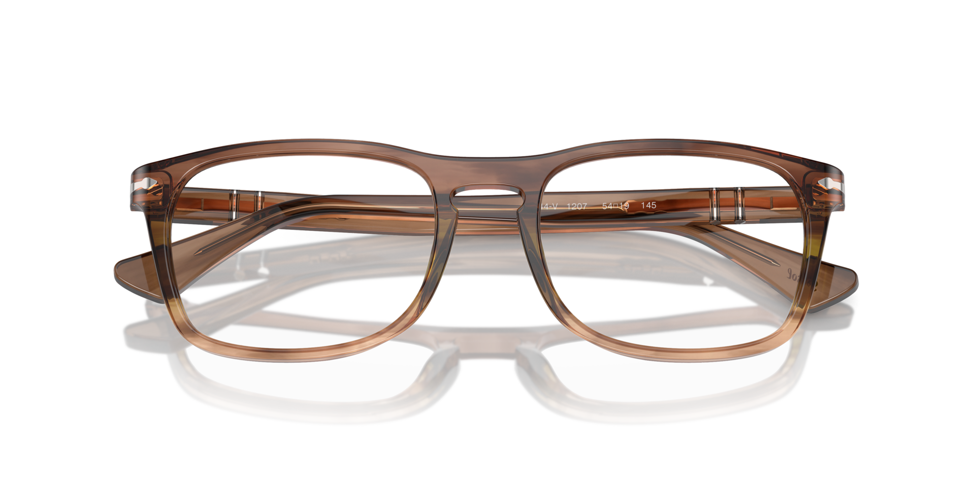 PO3344V Striped Brown AcetateSunglass Frames for Glasses Direct, Closed View