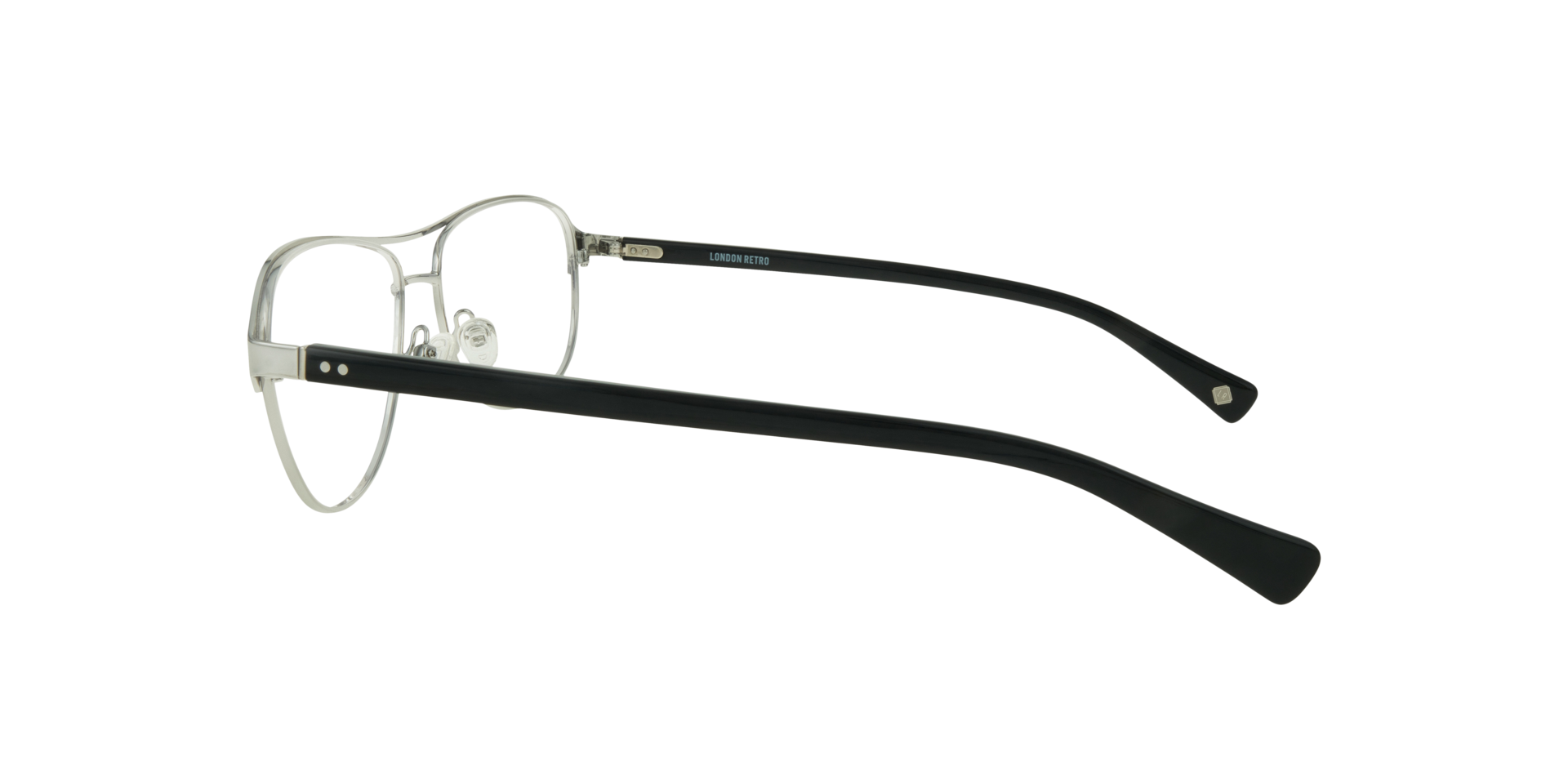 Redford Shiny Silver & Black MetalEyeglass Frames for Glasses Direct, Side View