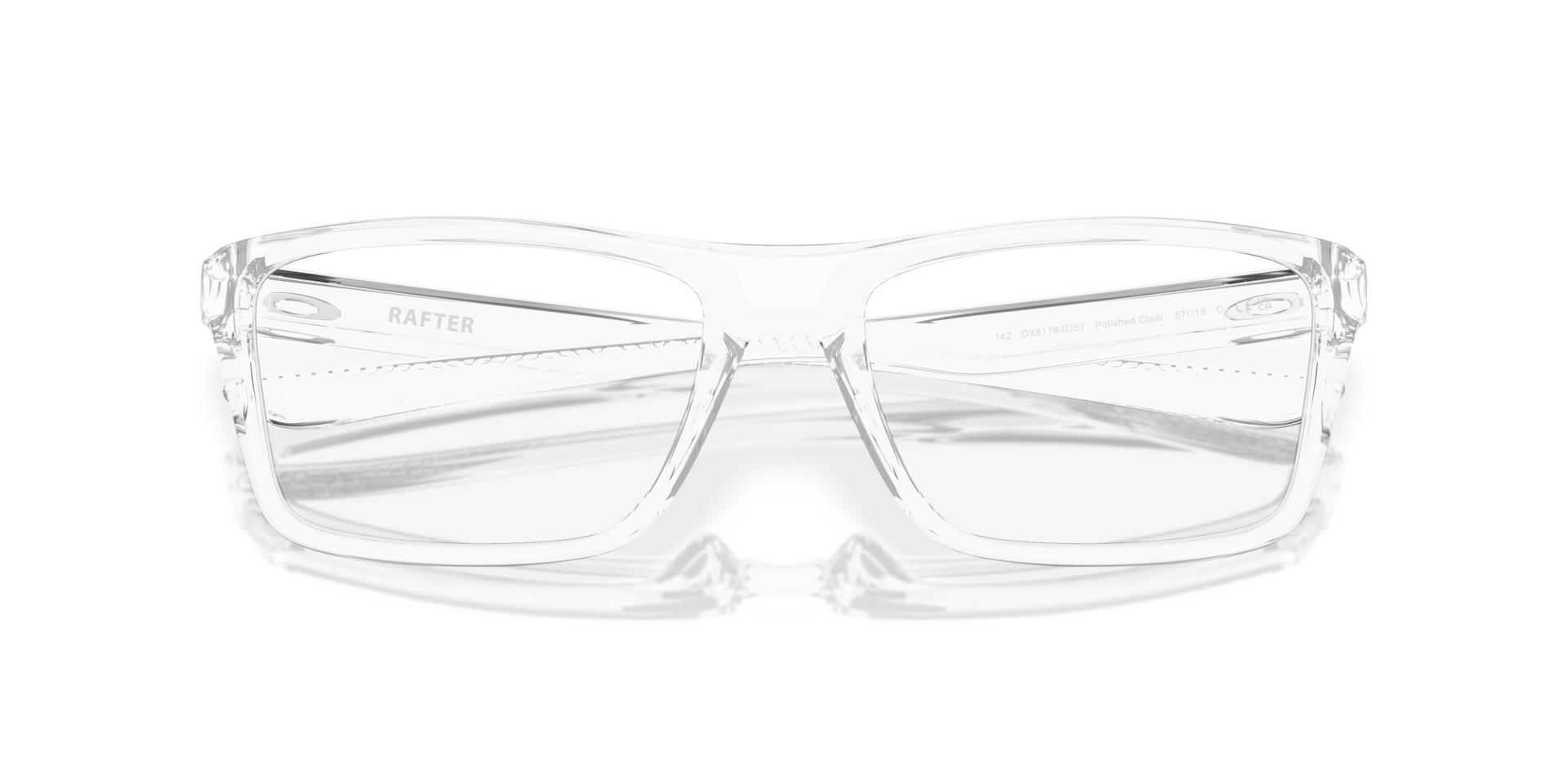 Rafter Polished Clear PlasticEyeglass Frames for Glasses Direct, Closed View