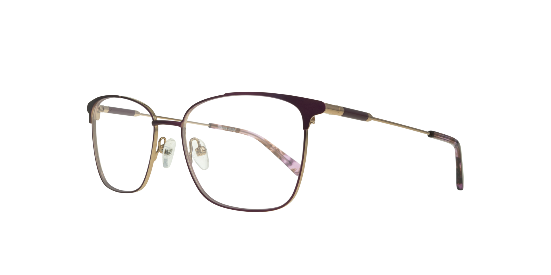 Kathleen Dark Purple & Silver MetalEyeglass Frames for Glasses Direct, Angle View