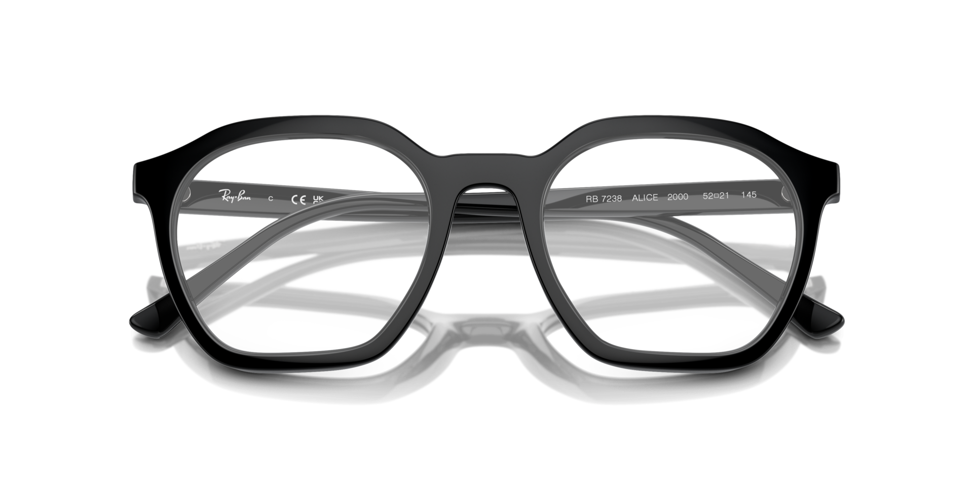 RB7238 Black PlasticSunglass Frames for Glasses Direct, Closed View