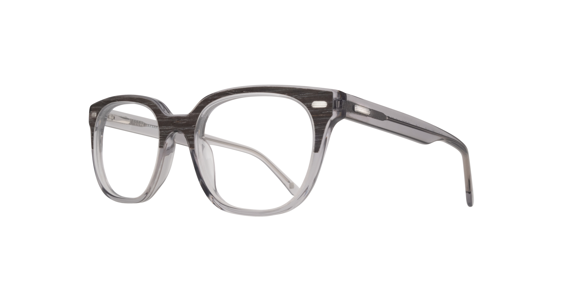Hanwell Grey Wood & Crystal Grey AcetateEyeglass Frames for Glasses Direct, Angle View