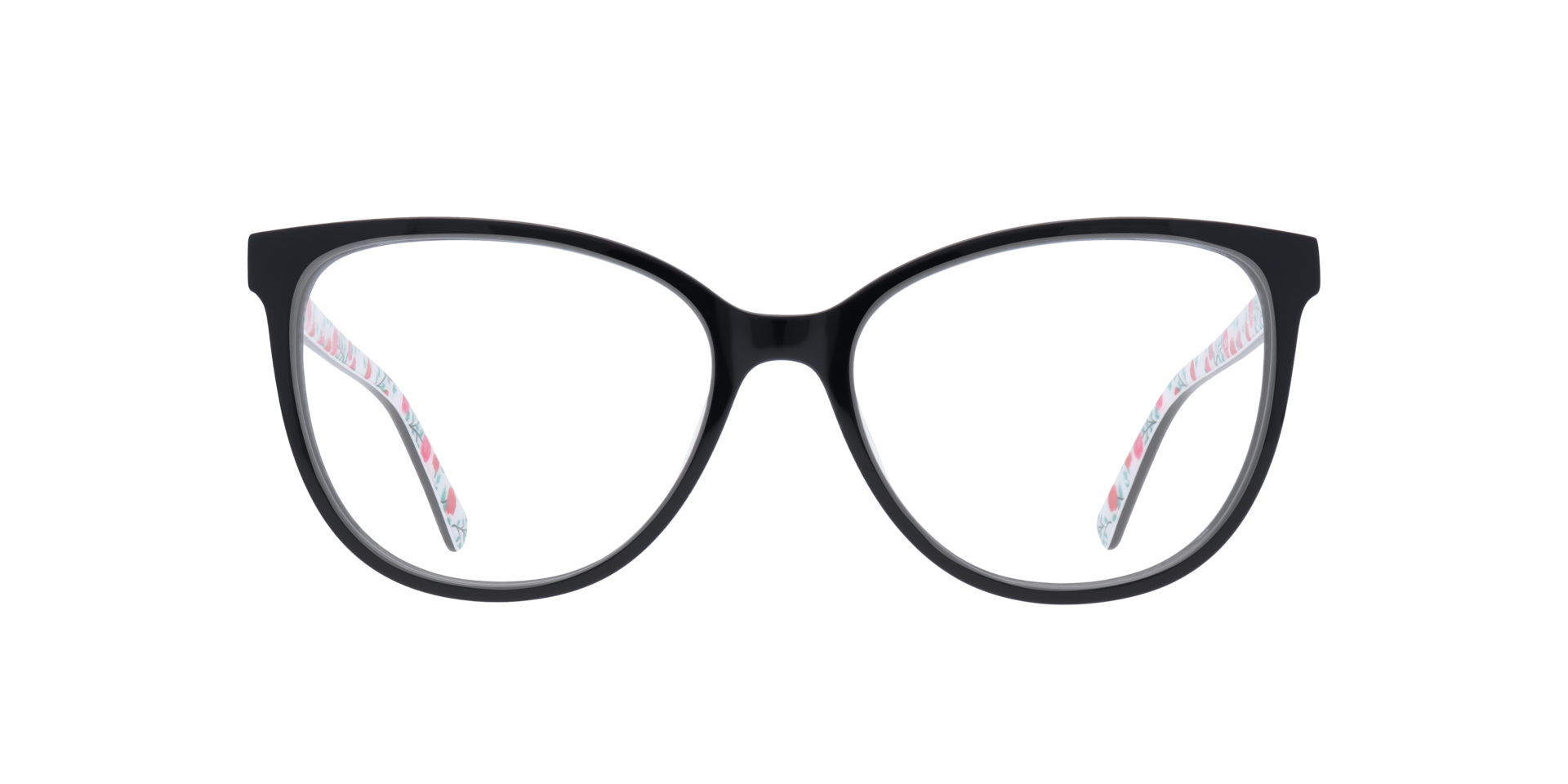 Darcey Shiny Black & Flower AcetateEyeglass Frames for Glasses Direct, Front View