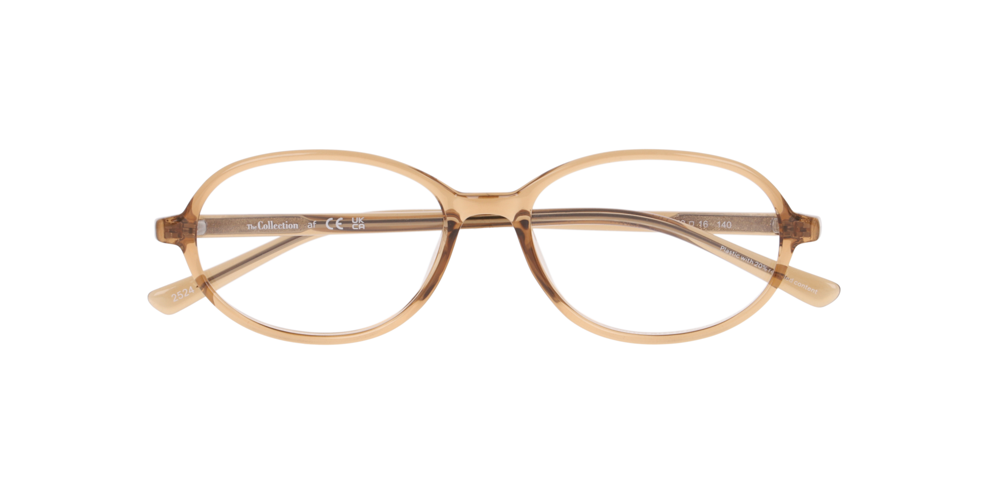 Nancy Transparent Brown PlasticEyeglass Frames for Glasses Direct, Closed View